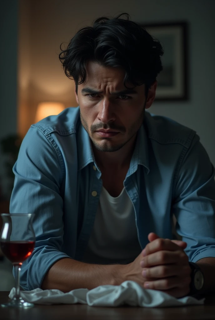 create an AI picture of a man who is disappointed with his girlfriend