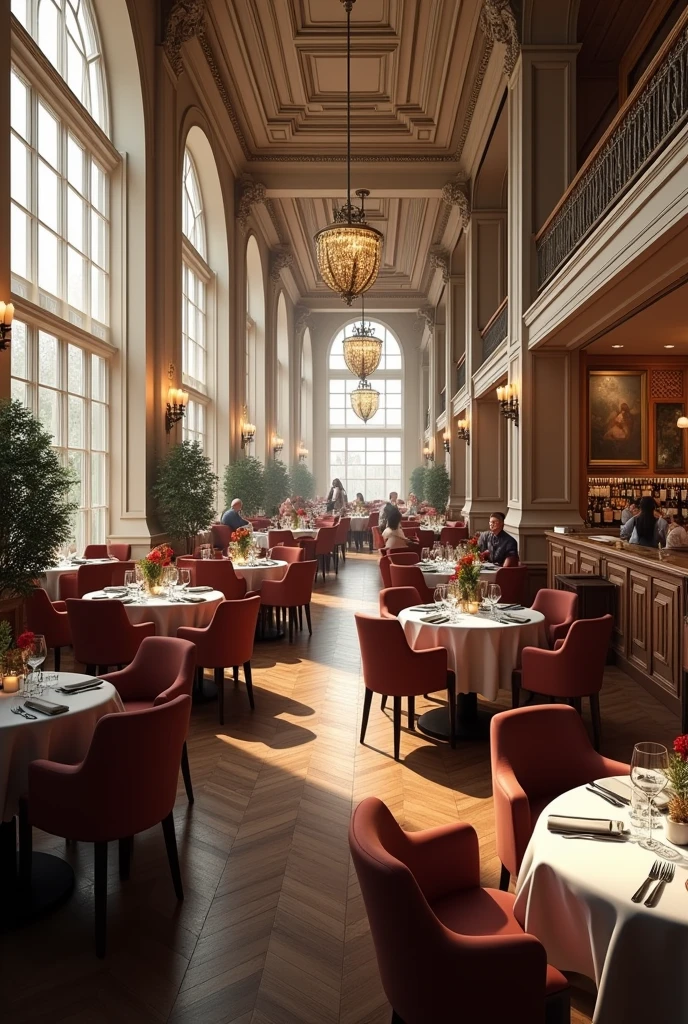 Restaurant in many table hyper realistic image