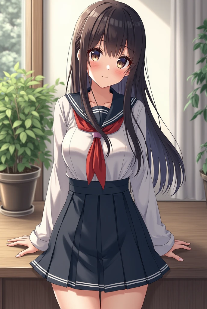 Japanese beutiful girl in school dress exposing all the crives of her body
