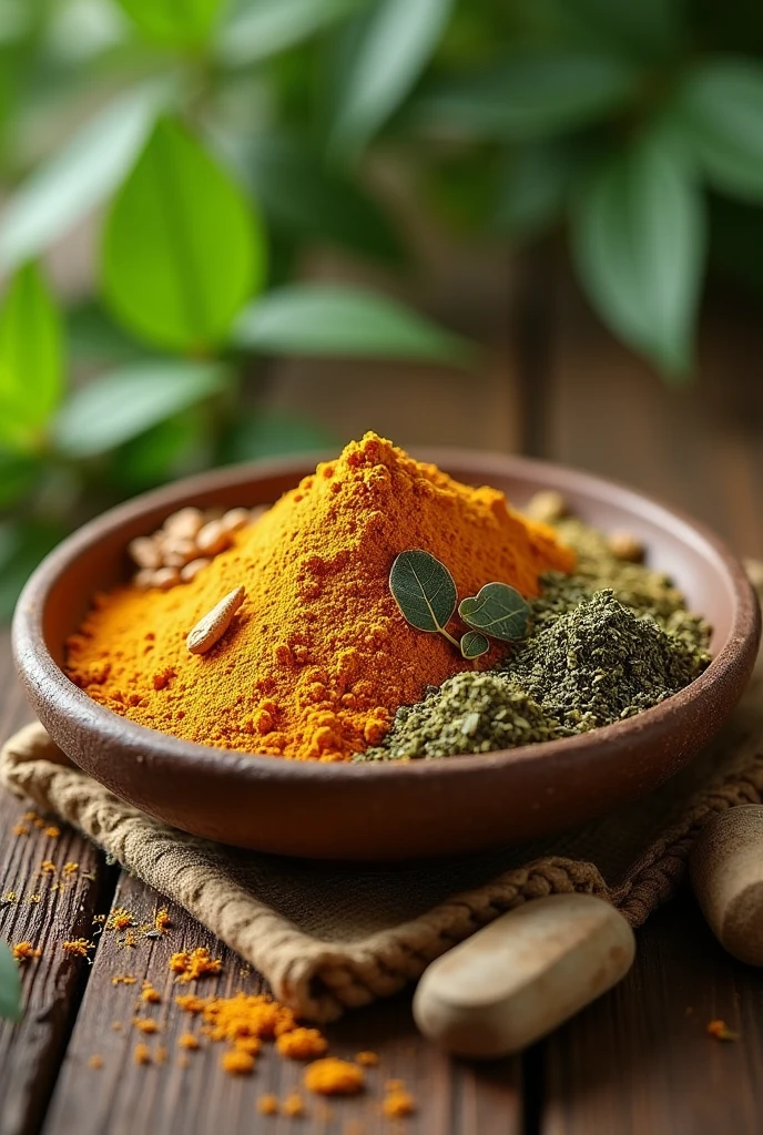 Ayurveda medicine having herbal and mineral ingredients and leave middle space for text