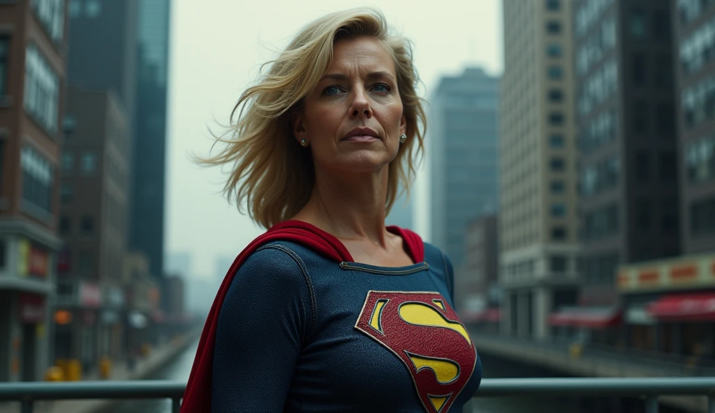 super old  Jean Smart Supergirl; HD. Photograph, ((realism)), extremely high quality RAW photograph, ultra detailed photograph, sharp focus, high resolution, (detailed skin:1,3),high quality, film grain, Fujifilm XT3,Highly Detailed, movie, (Cinematic Photo:1.3) of (Realistic:1.3), by John Byrne/Jerry Ordway