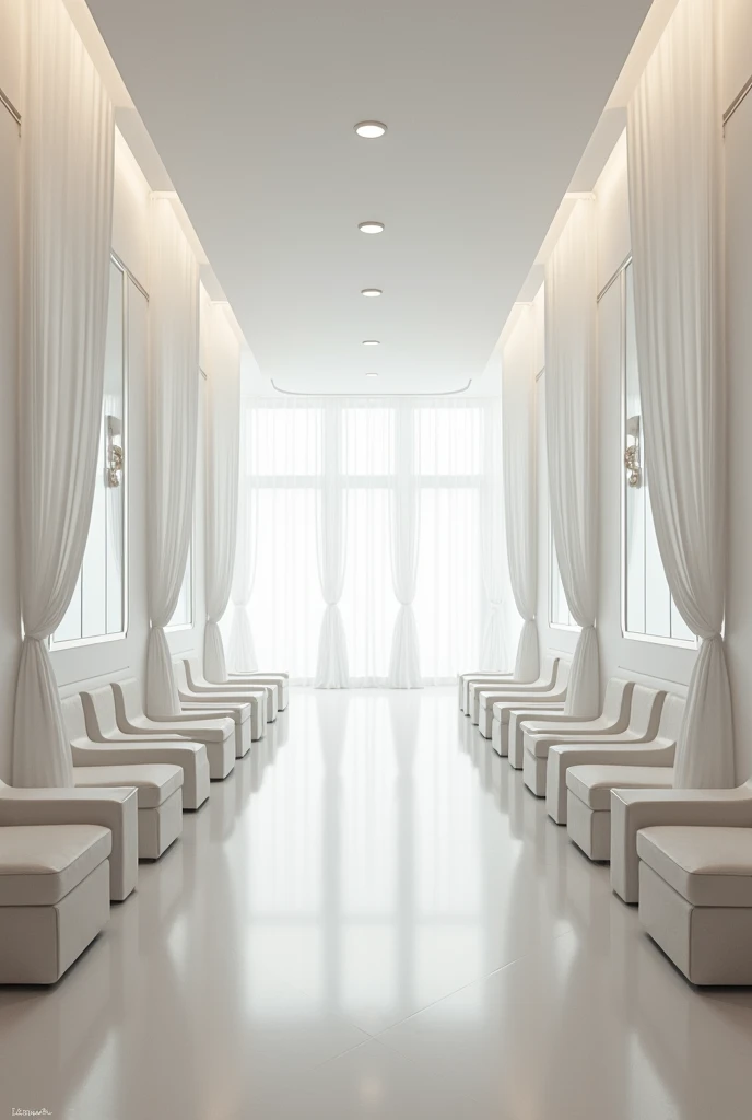 Bright room、White Tone。
There are about 20 booths separated by cute curtains.。The room is like a waiting room in a cabaret club and has lots of security cameras.。
Perfect crime prevention measures