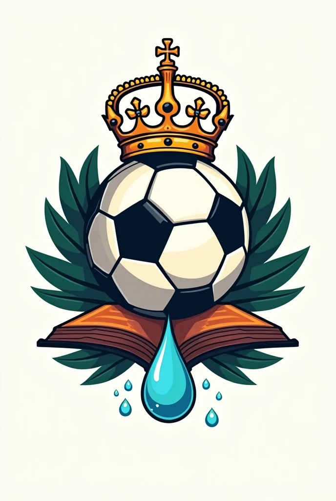 Kindly draw for me a football logo for my football club called The Sports Ghar. In the logo, Kindly include a Bible a pair of scale and a water, and a crown 👑. Kindly include the name of the club and a football ⚽ and feel free to spice it up and make it more beautiful