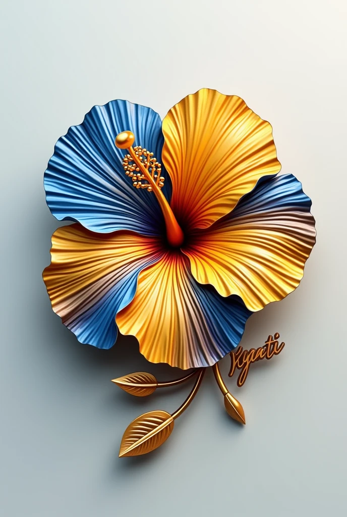 3d malaysian flag petals hibiscus brooch with Hayati's name under the hibiscus