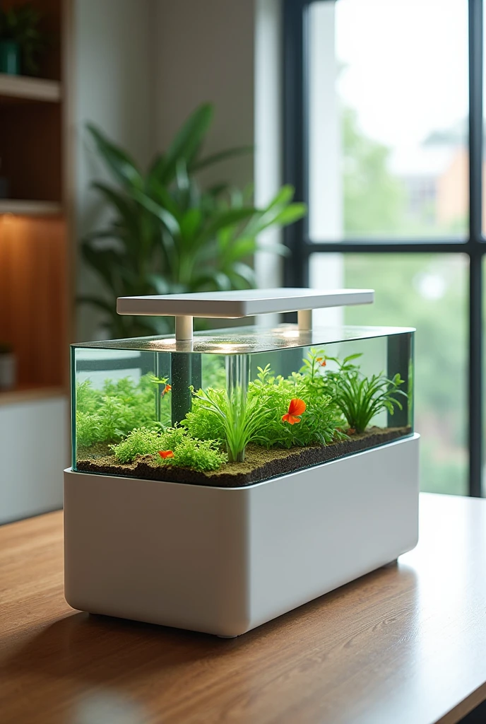 Can you make me a portable and compact indoor aquaponic that match with interior design