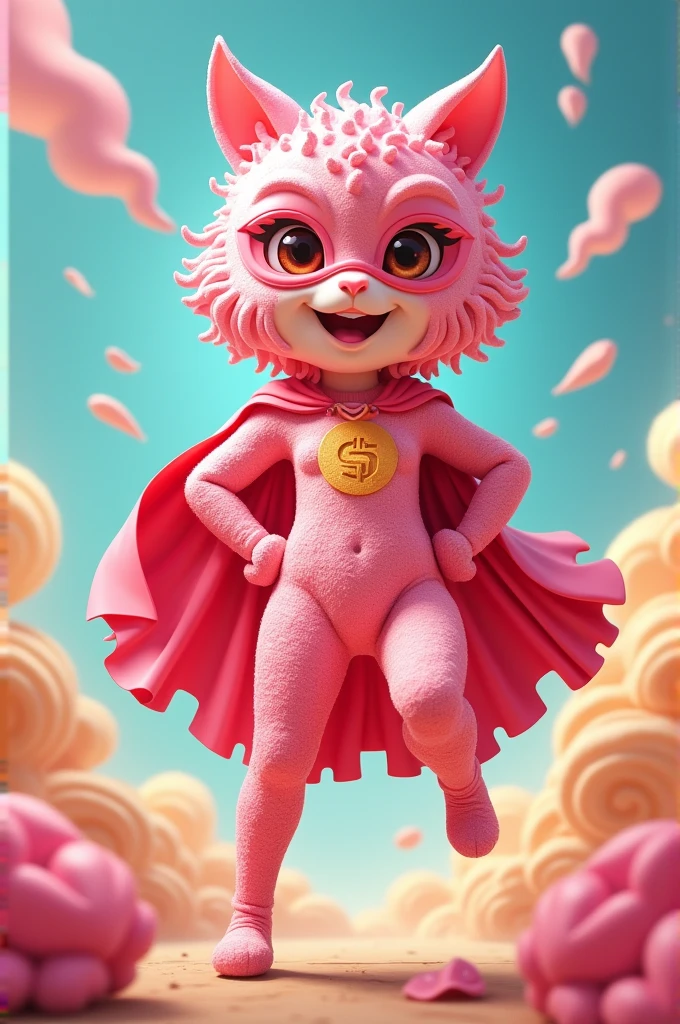 super hero of crepe in pink 
and cartoon