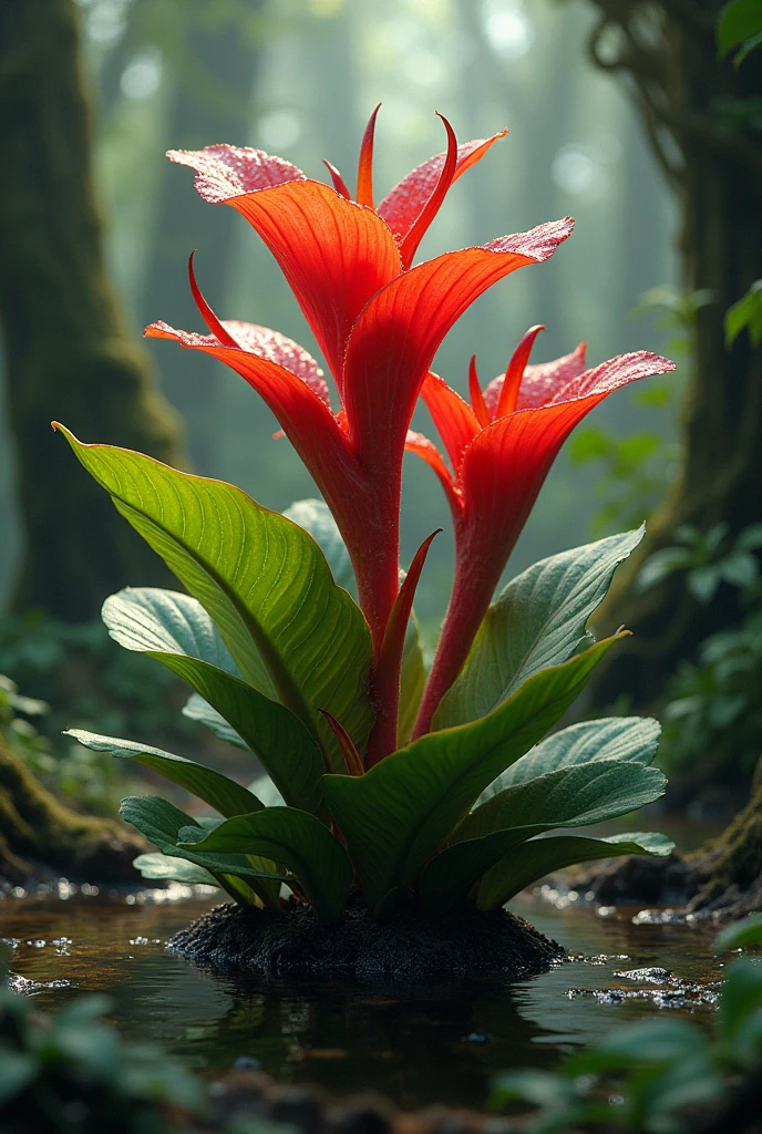 A very bright red plant that lives in the swamp