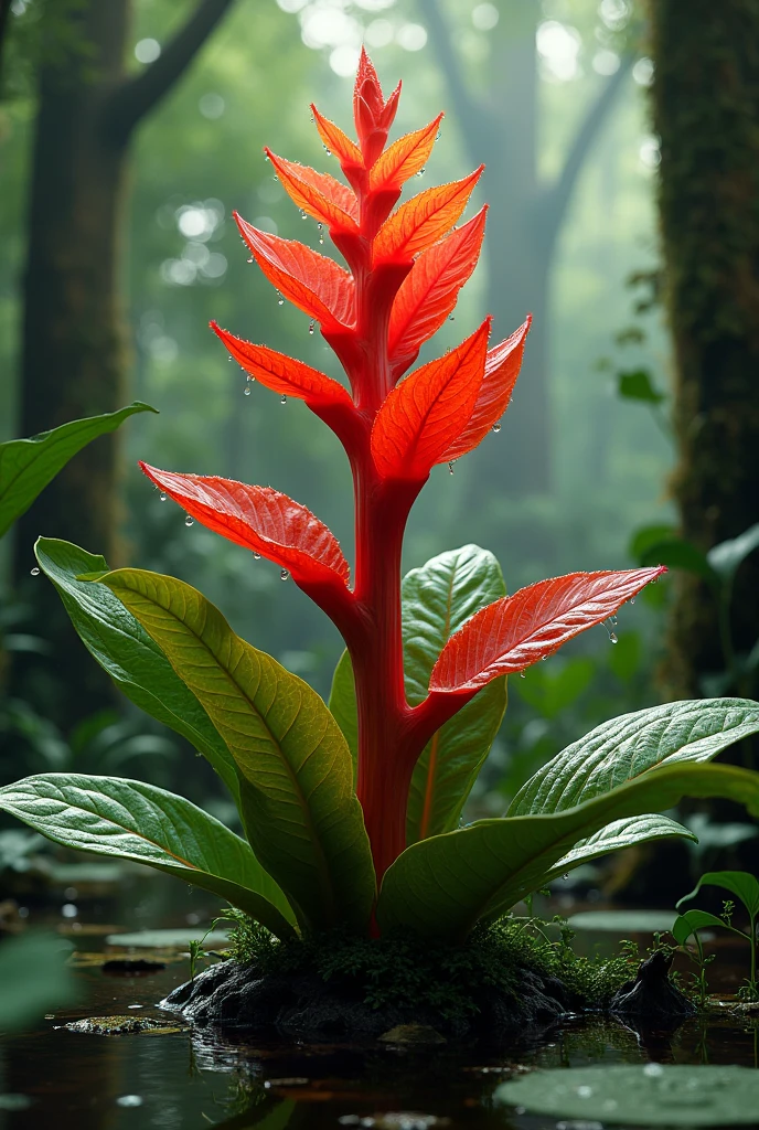 A very bright red plant that lives in the swamp