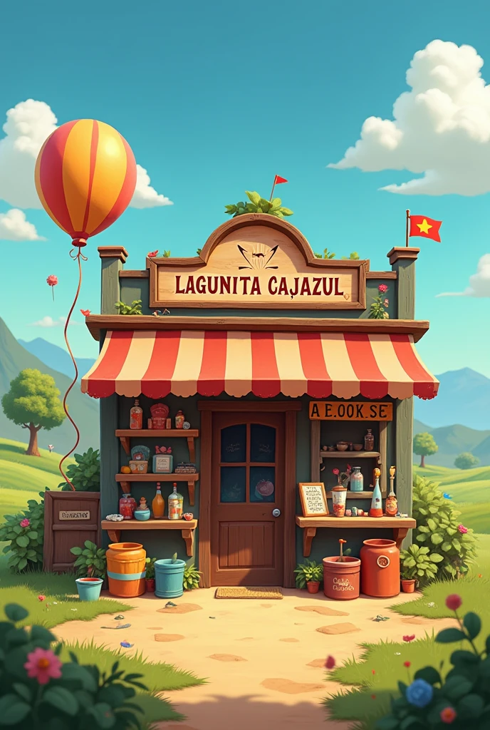 It is called Lagunita Cajazul supplies that has a balloon , Pins , water and coffee , that represents the field 