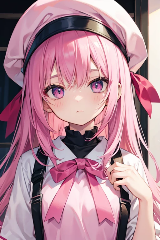pink hair, pink eyes, girl, pink jersey, Red Ribbon