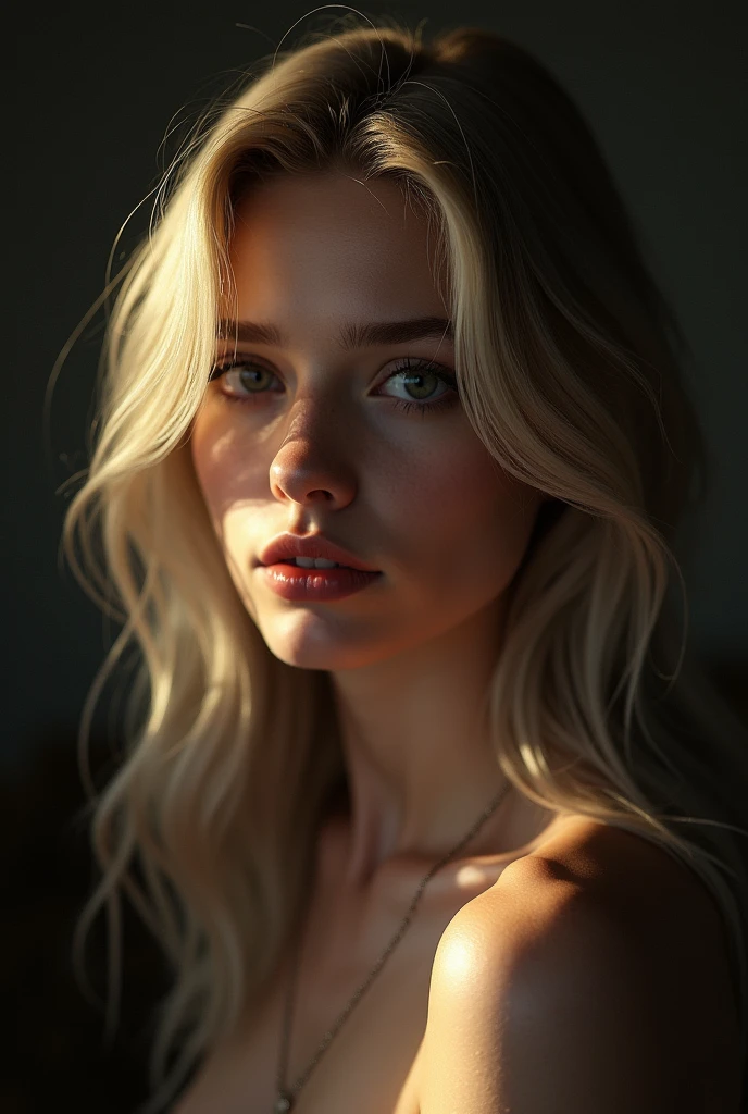1girl, beautiful detailed eyes, beautiful detailed lips, extremely detailed face and body, long eyelashes, blonde hair, russian, elegant pose, medium breasts, photorealistic, 8k, hyperdetailed, chiaroscuro lighting, dramatic lighting, dramatic colors, cinematic, elegant, graceful, mysterious full naked