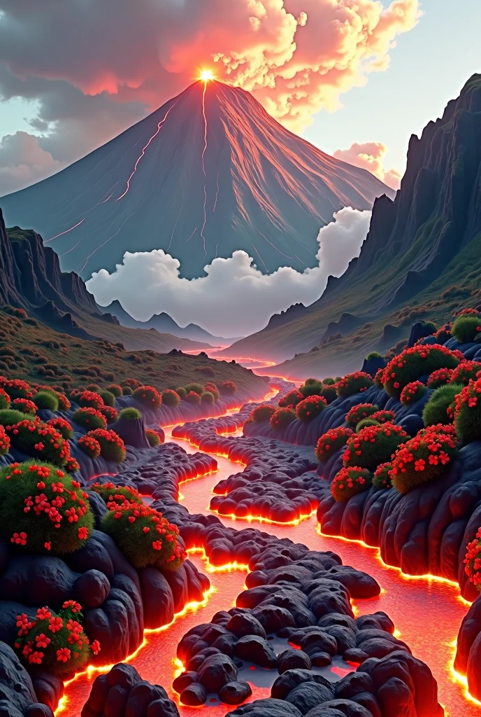 volcan fleurs
lave