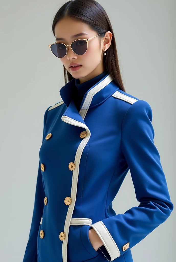 Design a blue and white jacket