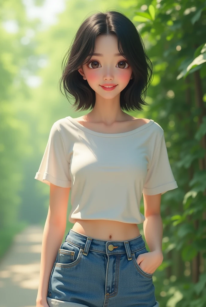 Asian girl in shorts