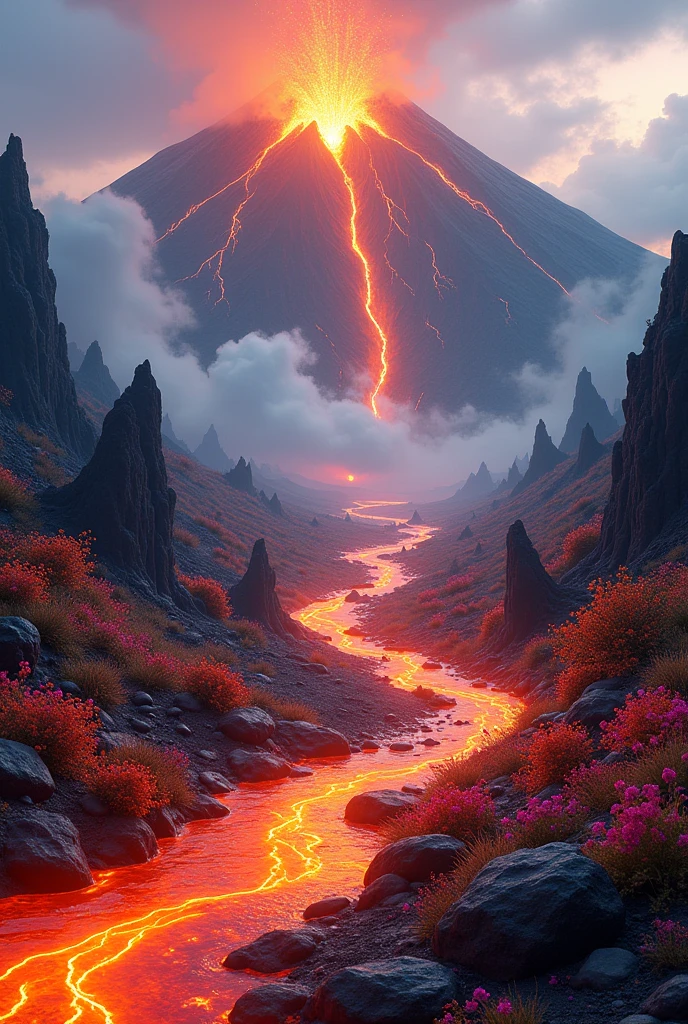 volcan fleurs
lave