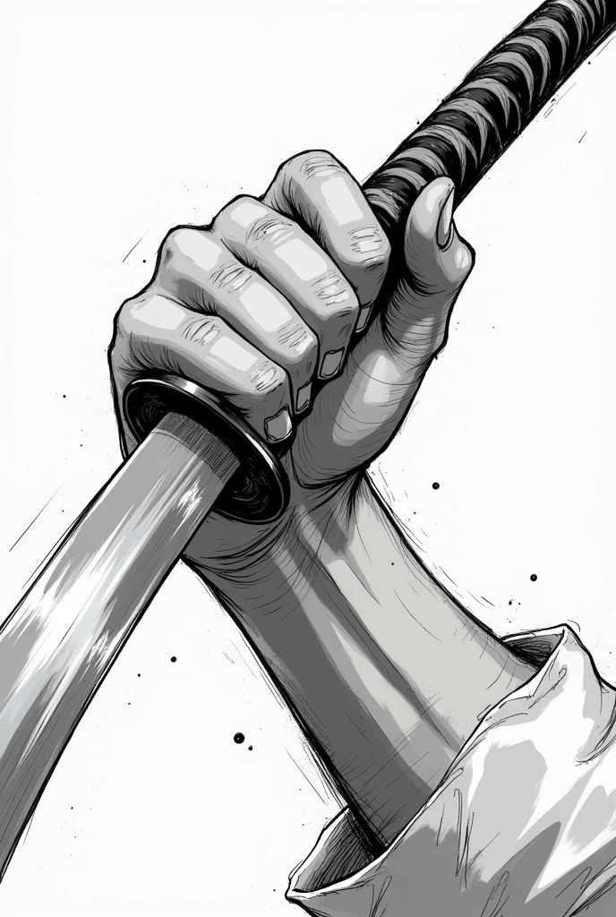 Create manga hand with Katana manga style young man only hand