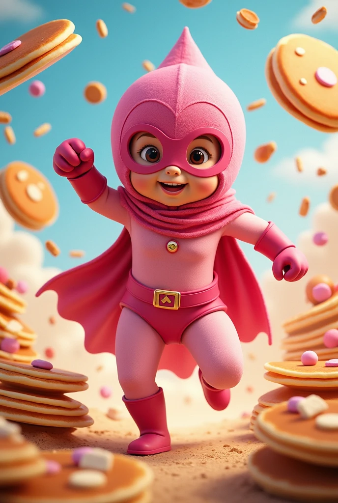 super hero of crepe in pink
and cartoon
супергерой БЛИНОВ
блинчики везде!
pancake cloak a bit realistic HUMAN HERO like in MARVEL