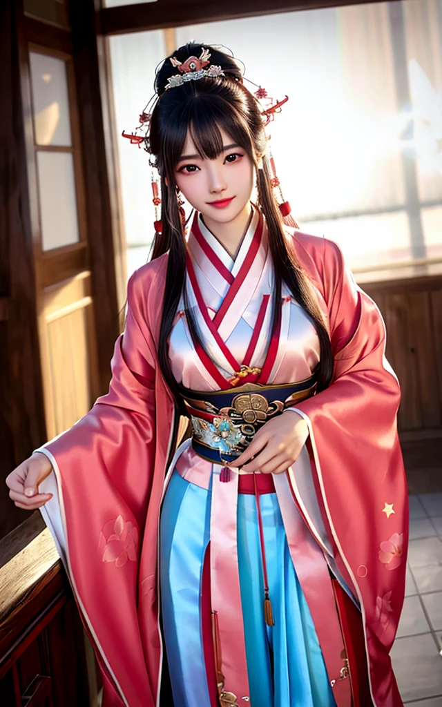 best quality,masterpiece,highres,1girl,blush,(seductive smile:0.8),star-shaped pupils,red china hanfu,hanfu,chinese clothes,hair ornament,necklace,jewelry,Beautiful face,upon_body,tyndall effect,photorealistic,dark studio,rim lighting,two tone lighting,(high detailed skin:1.2),8k uhd,dslr,soft lighting,high quality,volumetric lighting,candid,Photograph,high resolution,4k,8k,Bokeh,