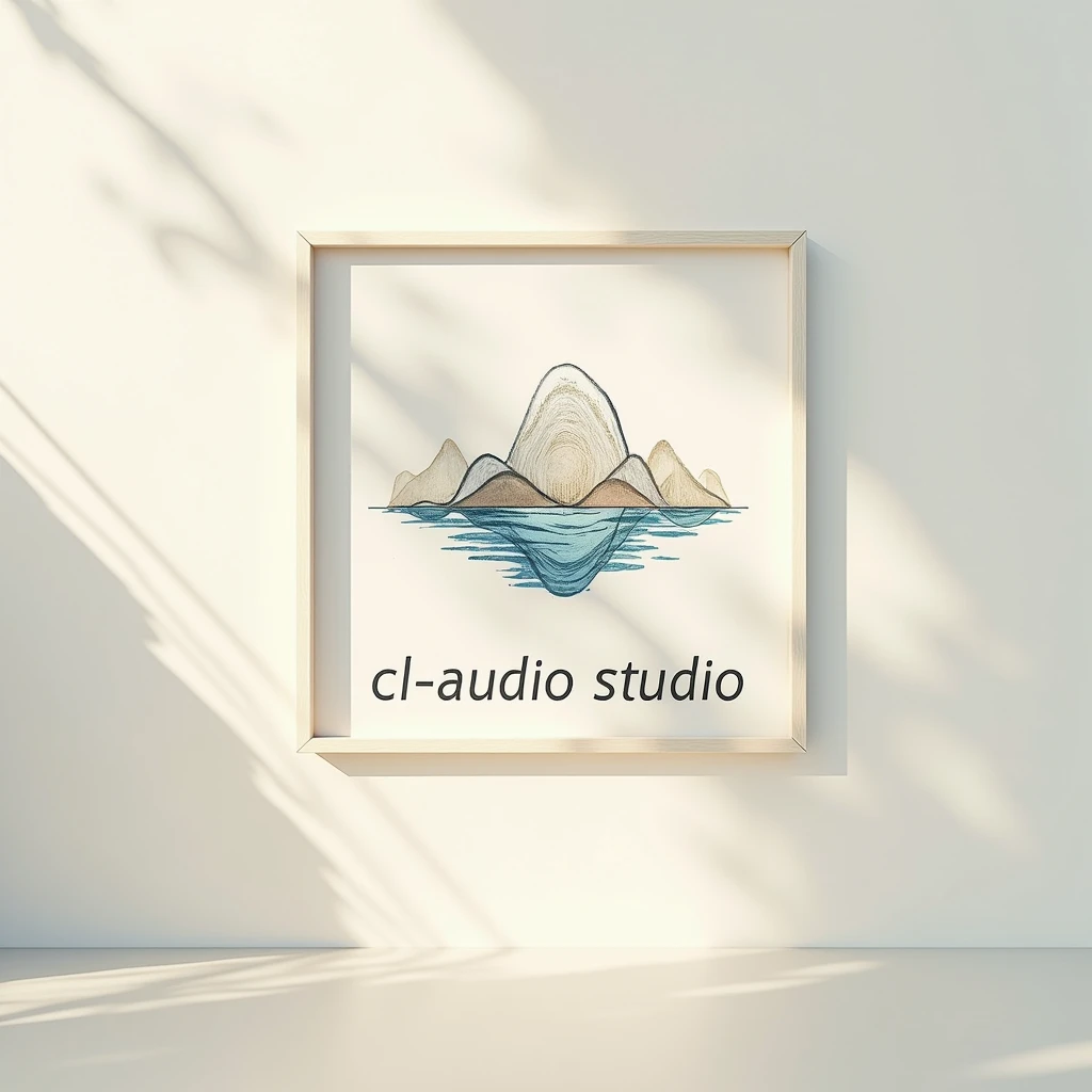 A serene, high-resolution, professional photograph showcasing the "CL-Audio STUDIO" Logo, centered within a square frame, set against a soft, creamy white background that complements the calming atmosphere, with subtle, warm lighting that accentuates the logo's details, featuring a intricate, hand-drawn design with gentle Sound waves and soothing patterns, rendered in a palette of calming blues and whites, with bold, modern typography that reads "CL-Audio STUDIO" in a clean, with the logo's shapes and lines harmoniously balanced to evoke a sense of tranquility, and the overall composition carefully crafted to create a sense of depth and visual interest.