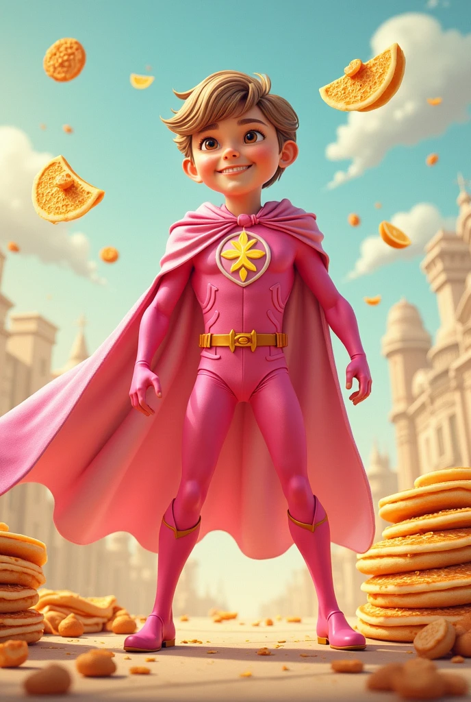 super hero of crepe in pink
and cartoon
супергерой БЛИНОВ
блинчики везде!
pancake cloak a bit realistic HUMAN HERO like in MARVEL PANCAKES MASCOT