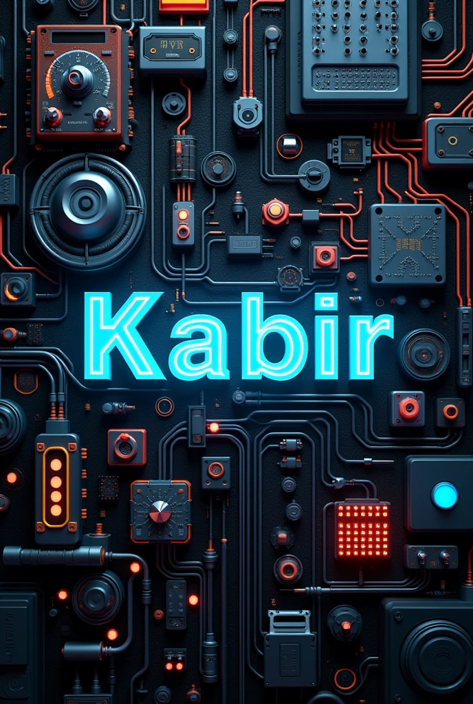 "FAKHRUL KABIR "
make an image of this name with many electrical instruments. Full name should be modified.