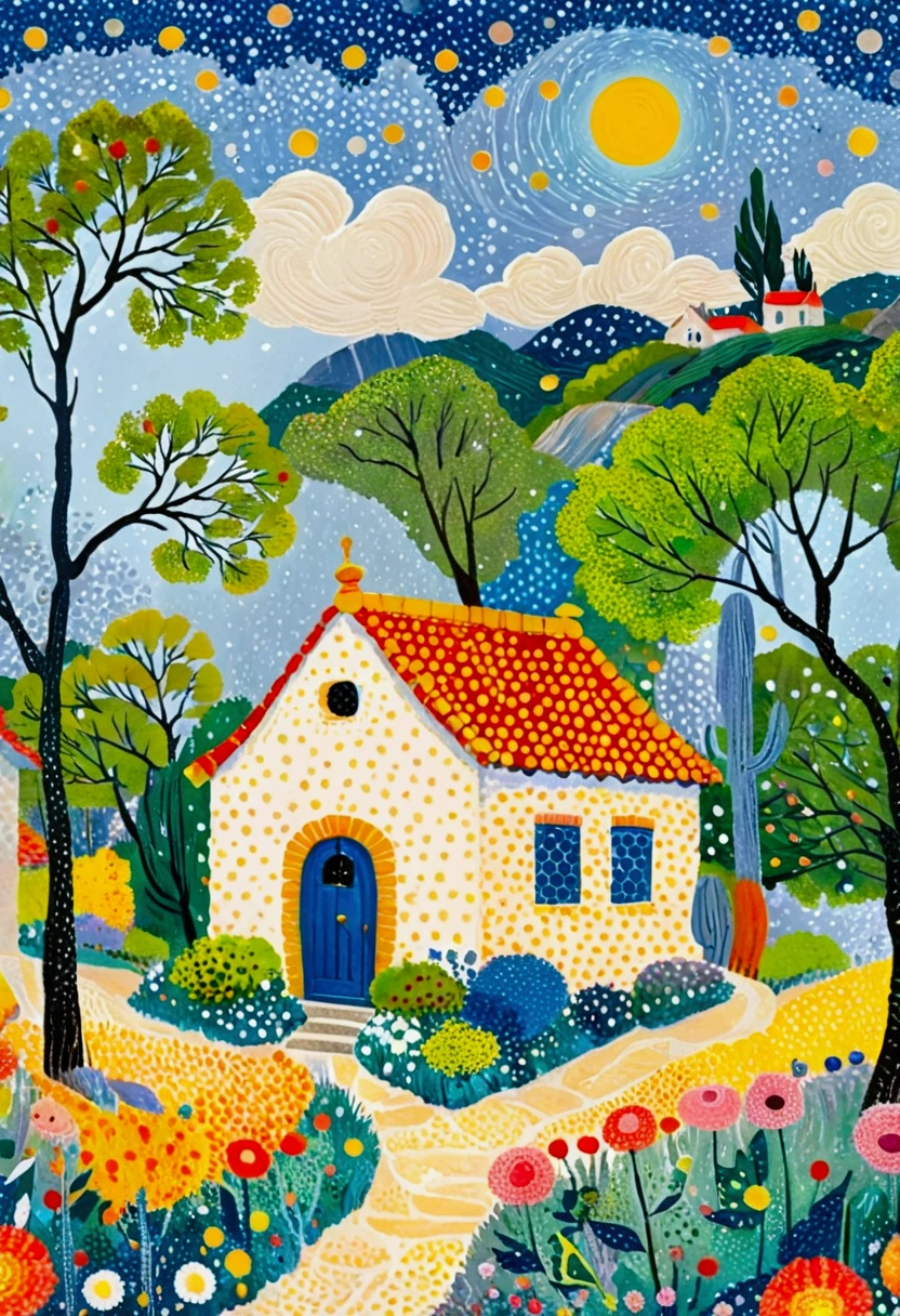 2d，flat，Cloisonné enamel，Chinese style，modern Art，Fine-brush Painting，Chinese aesthetics，Printing pattern，Color ink，Polka dot art，((Dot：1.9))，Freehand，artistic conception，Wu Guanzhong&#39;s artistic style，Minimalism，Birch tree close-up，Elegant and soft tones，author：Camille Bombois, author Jean Hey, Paul Signac (Paul Signac) of inspiration, 受到莫里斯·丹尼斯of inspiration, Inspired by Michel Delacroix, starry night, inspired author：Camille Bombois, 在starry night里, Inspired by Georges Lacombe, author Pierre Roy, Inspired by Marianne von Werefkin
