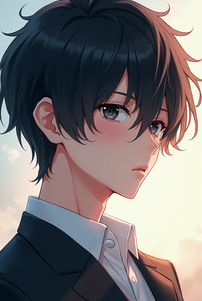 Anime boy with black hair and eyes