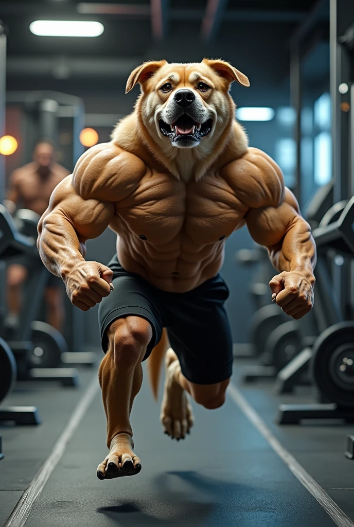 Another muscular dog at the gym