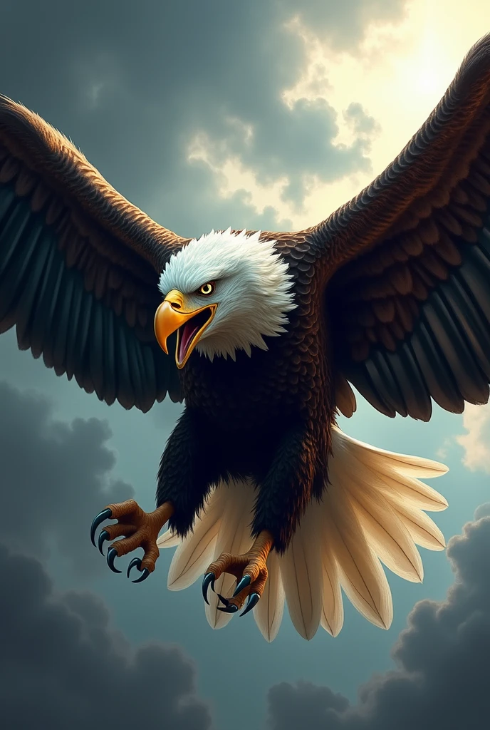 Flying aggressive eagle for logo