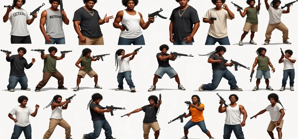 Afro-descendant Shrek was a generic 90s cholo gangster and With a long dreads hair, angry face and holding a Tec-9 or other gun, on de realistc style, no 3d image, like a real person
