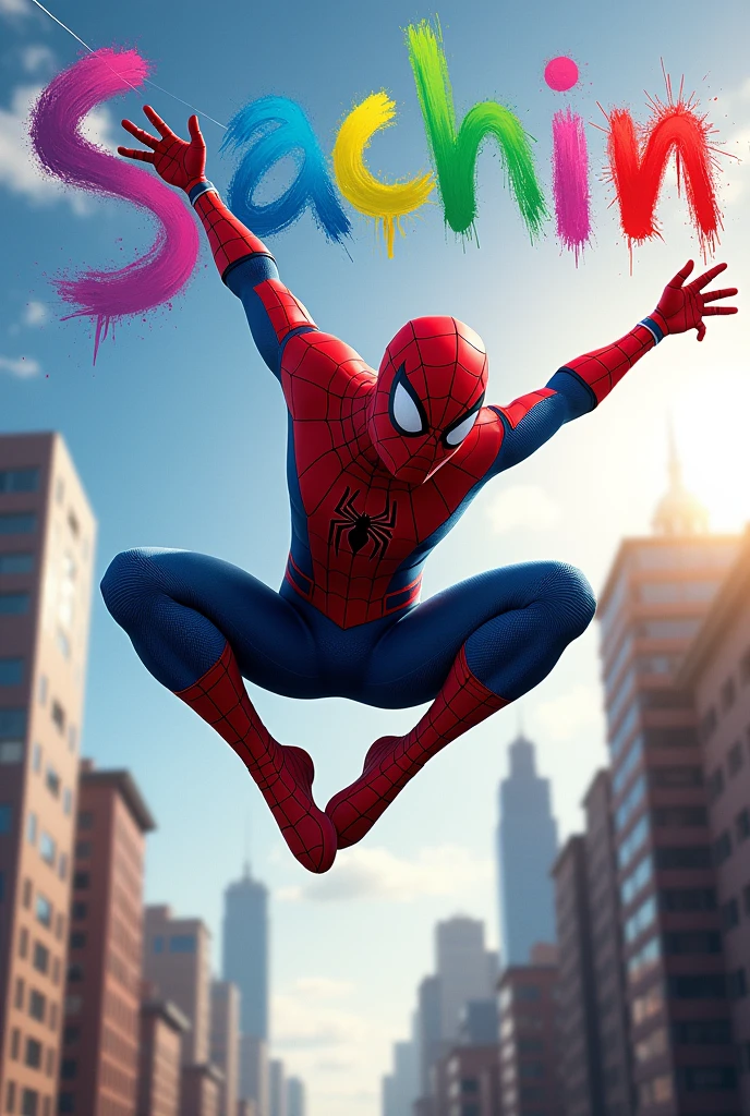 Spiderman watch write name sachin to spray colour in sky