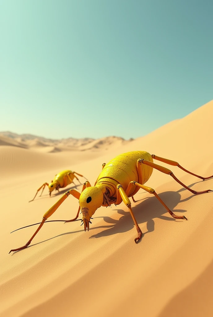 Desert insects yellow as sand, similar to spiders but have only three limbs