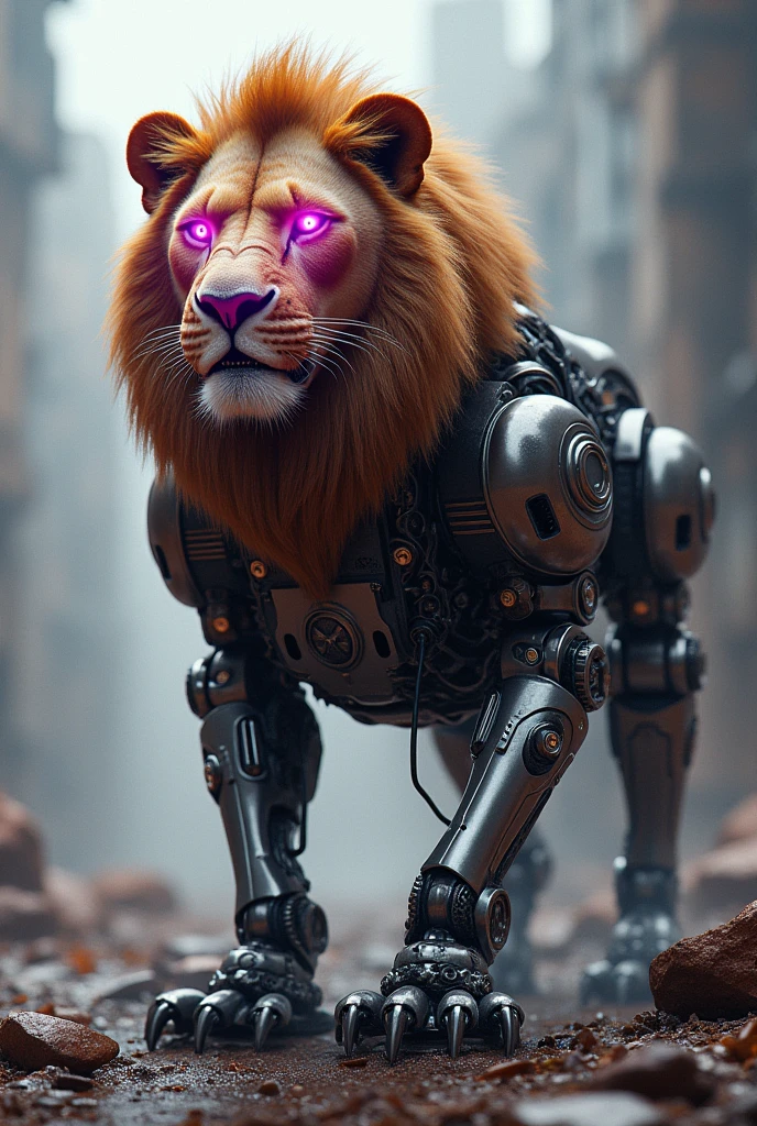 Lion with robot body pink eye 
