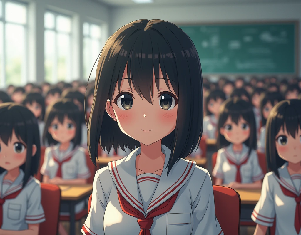 A student raising her hand for the attendance