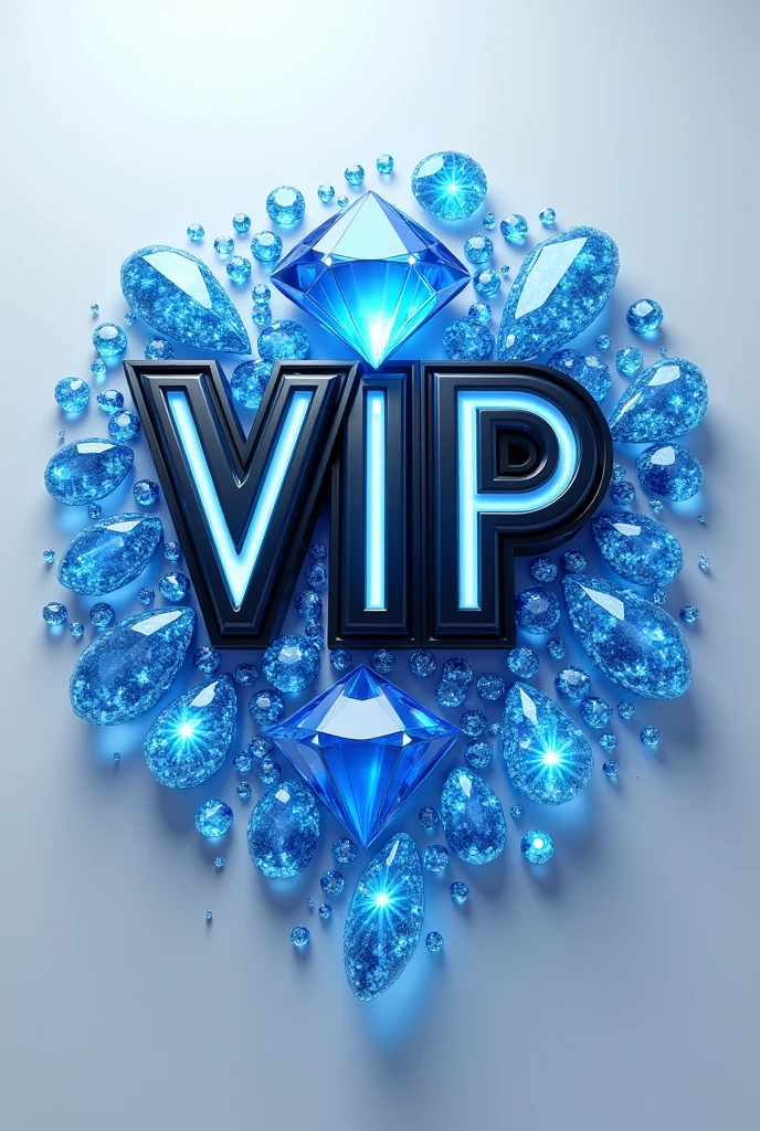 Put multiple numbers in the written image "id" very big and "vip" below and several blue diamonds next to it