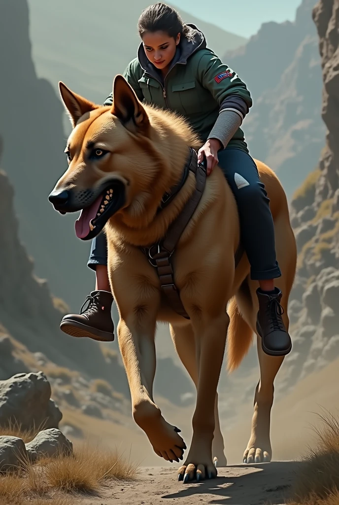 Strong bodied dog,carrying a with an injured right leg and left leg
