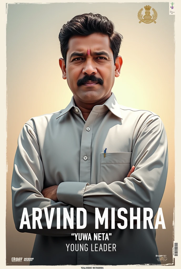 Arvind Mishra name only in Poster With Title YUWA NETA. With clear alphabet