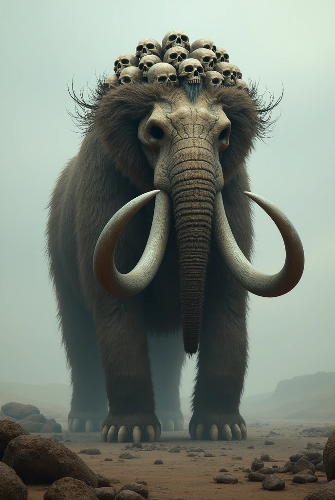 Hybrid mammoth standing full of skull around full of skull around