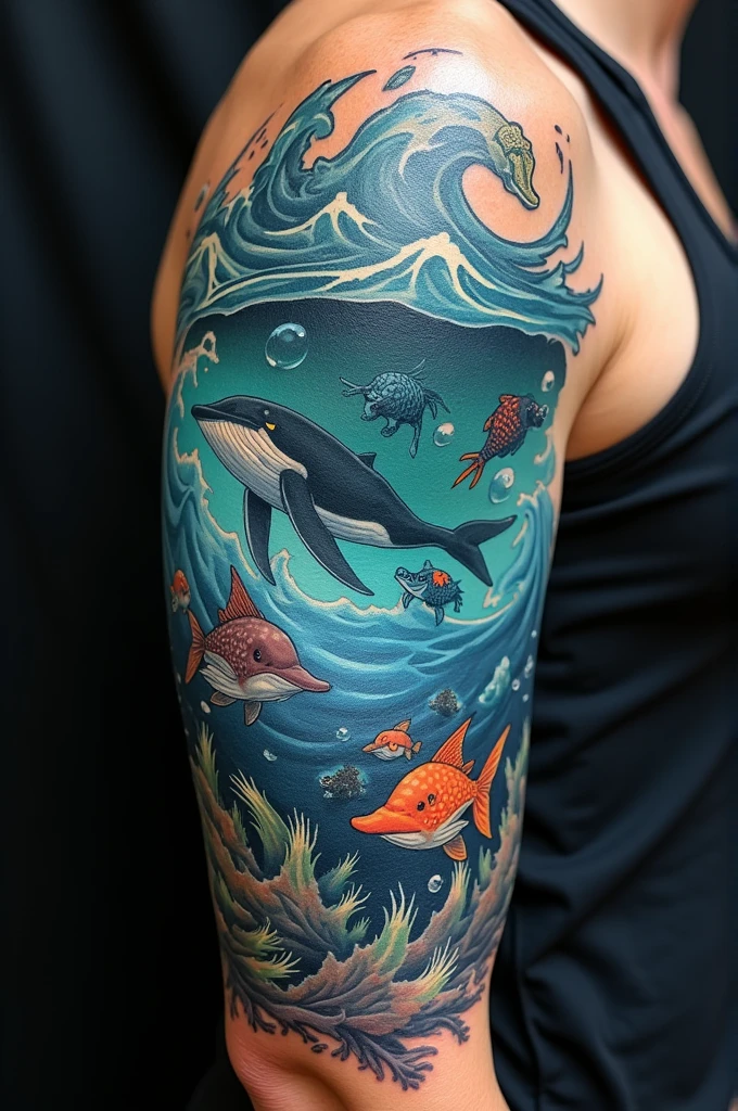 draw a tattoo about ocean