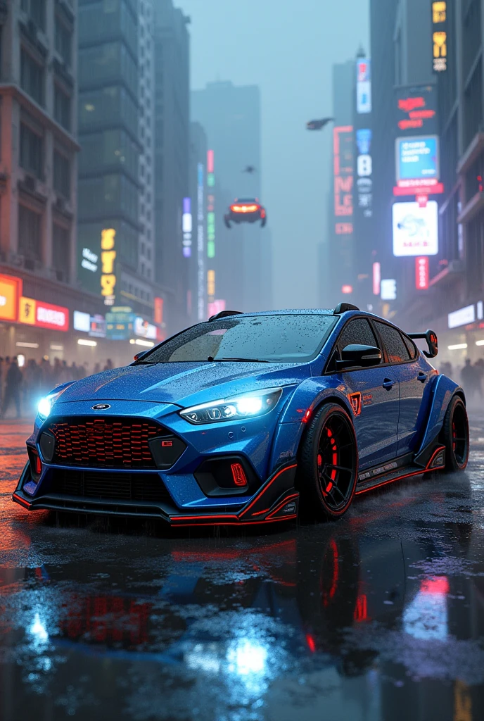 Cyberpunk themed Ford focus sedan 3