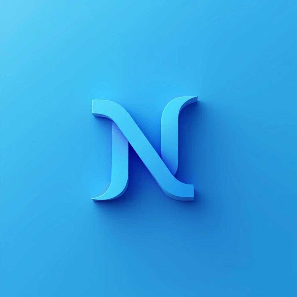 blue letter N logo, blue background 