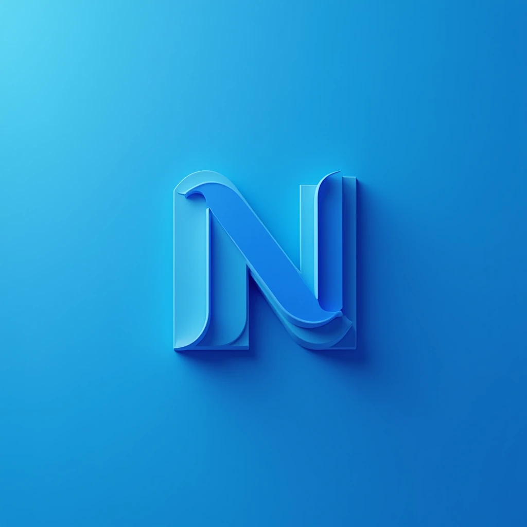 blue letter N logo, blue background 