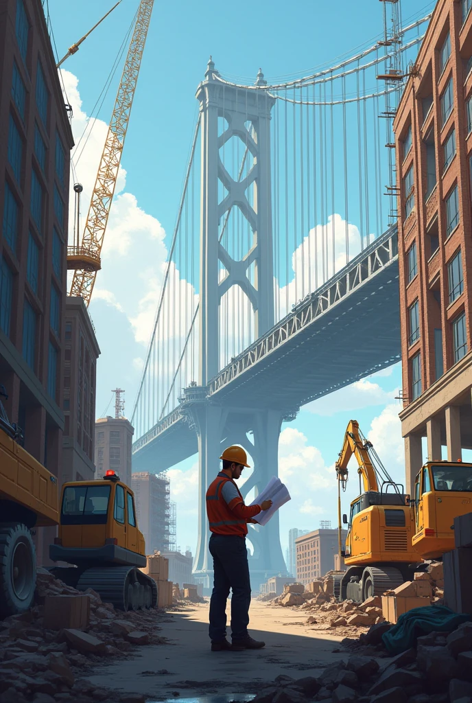 A civil Engineering working on bridge construction.