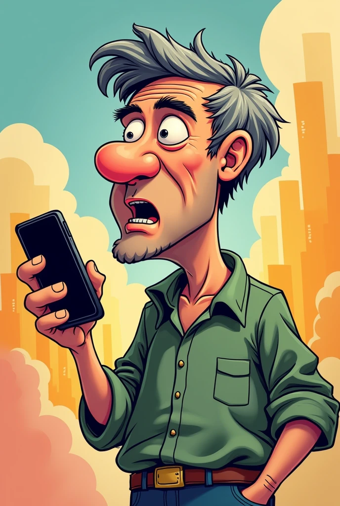 Cartoon of a male adult talking on a cell phone