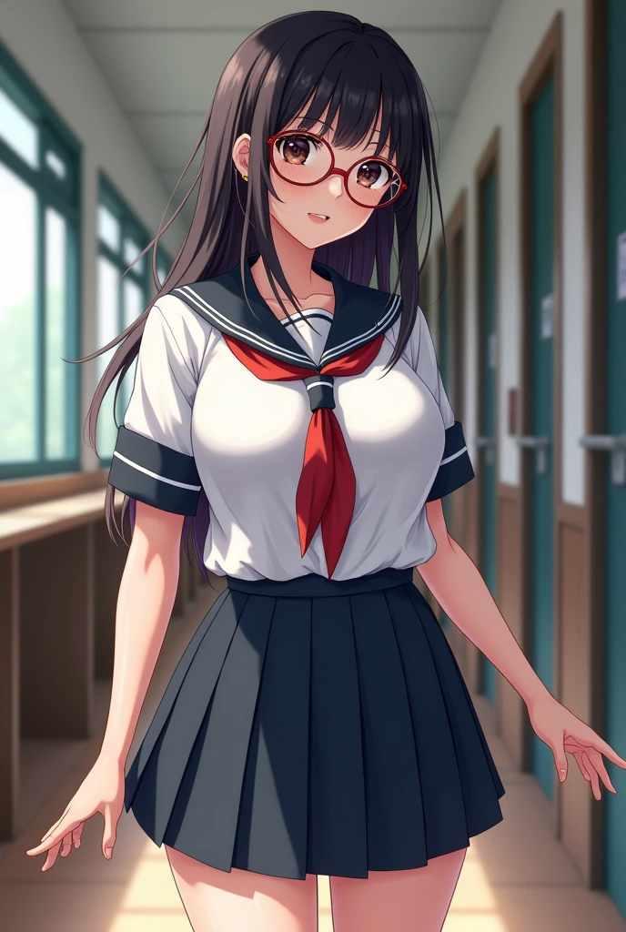 Hot japanese schoolgirl big breast with eyeglasses