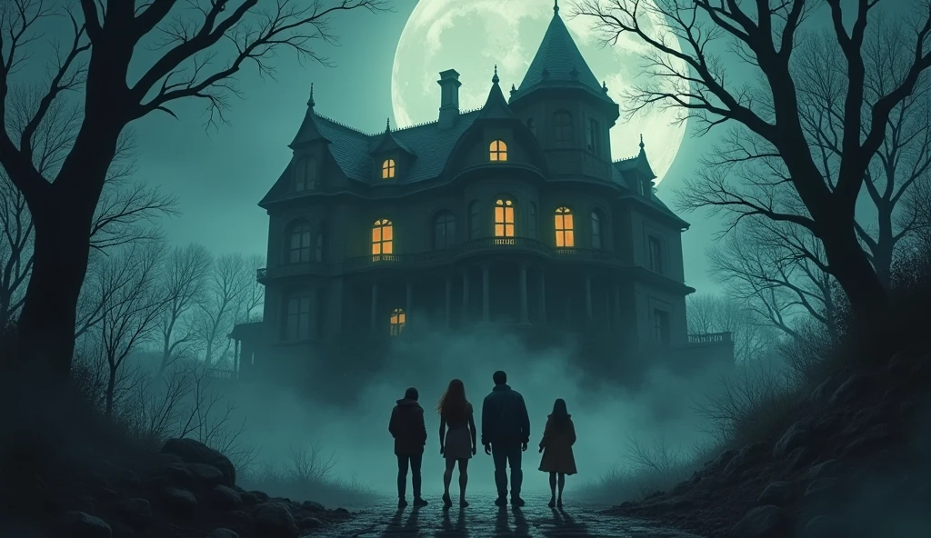 Here is the YouTube thumbnail for "4 Friends Horror Haveli" in the requested size. The spooky atmosphere and eerie details should make it. 