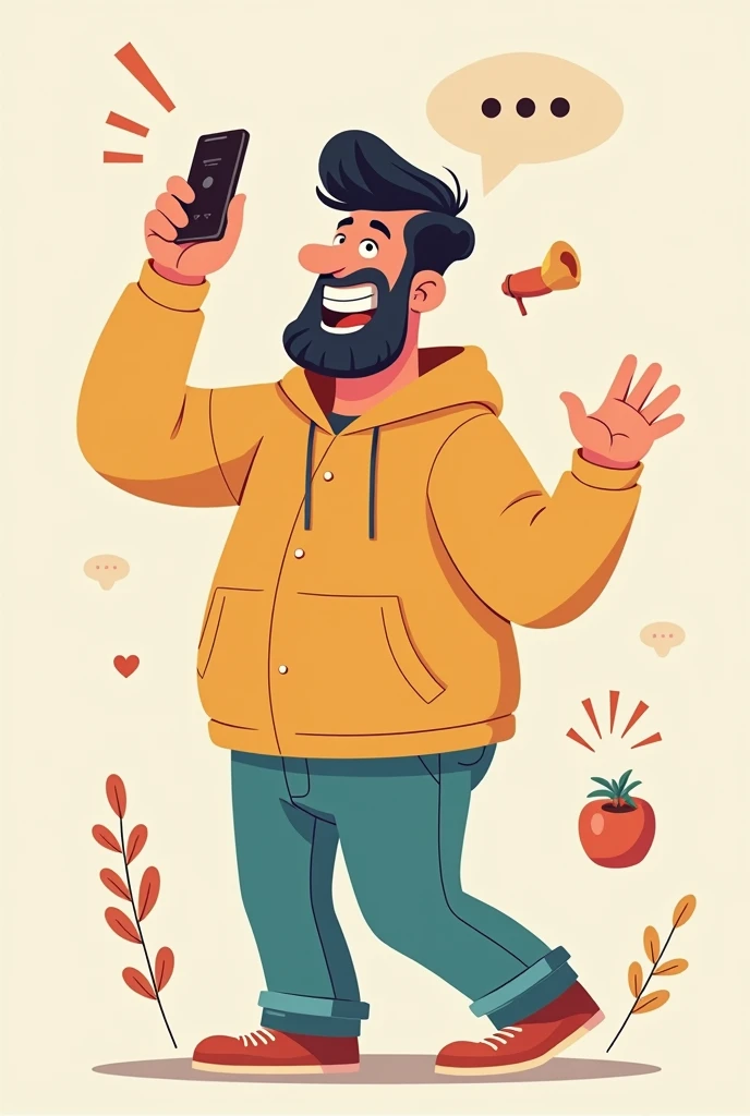 Cartoon of a man talking on a cell phone