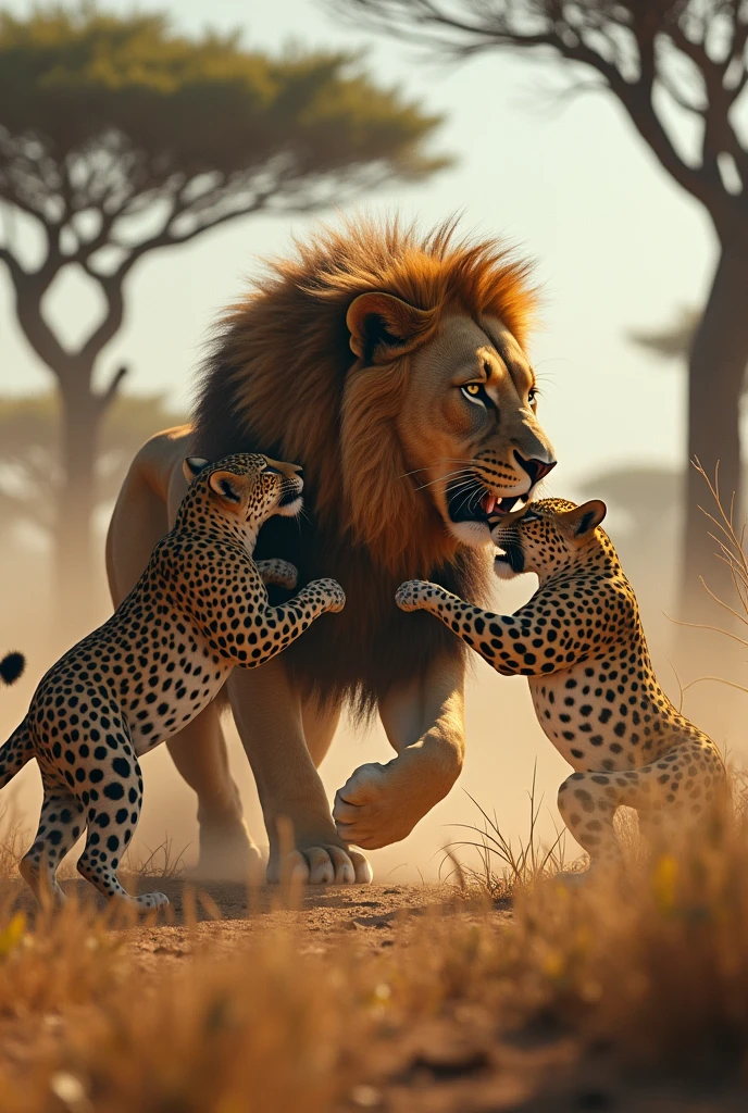 Lion vs leopards fighting 