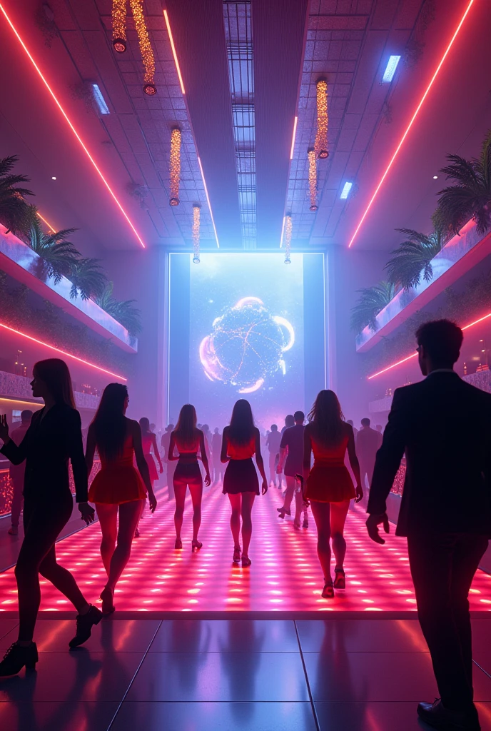 Club with dance floor and led make the picture as real as possible
