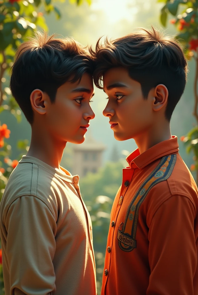 Create an ultra realstic
image of 2 handsome indian boy